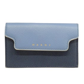 MARNI Women's Leather Business Card Case with Flap, Blue