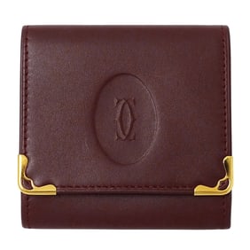 Cartier Women's Wallet, Must-Have Coin Case, Leather, Bordeaux and Wine Red, Compact Mini Wallet