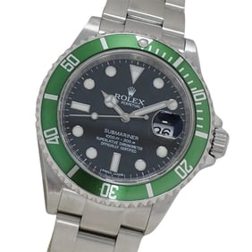 Rolex Submariner Date 16610LV G-Serial Men's Automatic Watch with Stainless Steel Finish, Green