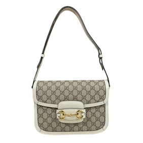 Gucci Medium Horsebit 1955 Shoulder Bag in GG Supreme Canvas (602204) Beige, Women's