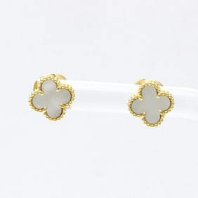 Van Cleef & Arpels Sweet Alhambra Mother Of Pearl Yellow Gold (18K) Stud Earrings