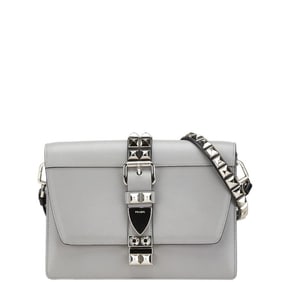 Prada Studded Crossbody Shoulder Bag in Gray Leather for Women