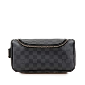 Louis Vuitton Damier Graphite Toilette Pouch Handbag N47625 Black Leather Men's LOUIS VUITTON