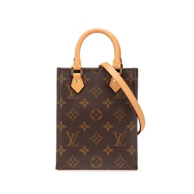 Louis Vuitton Monogram Petite Sac Plat Handbag/Shoulder Bag 2WAY M81295 Brown Leather Women's LOUIS