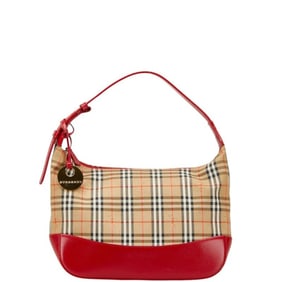 Burberry Nova Check Shadow Horse One-Shoulder Bag in Red and Multicolor Leather Canvas. Women's.