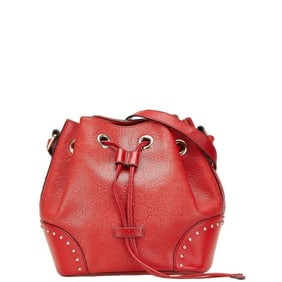 Gucci Diamante Drawstring Crossbody Shoulder Bag 354229 Red Leather Women's GUCCI