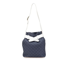 Loewe Bucket Crossbody Shoulder Bag in Navy and White Canvas Leather for Women