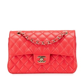CHANEL Matelasse 23 Coco Mark Double Flap Chain Shoulder Bag in Red with Gold Hardware and Caviar