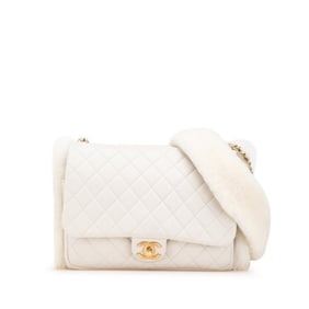 CHANEL Matelasse Coco Mark Hand Warmer Chain Shoulder Bag in Gray with Gold Hardware, Lambskin and