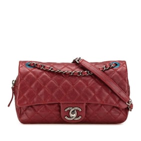 CHANEL Matelasse 25 Coco Mark Chain Shoulder Bag in Wine Red Caviar Skin for Women