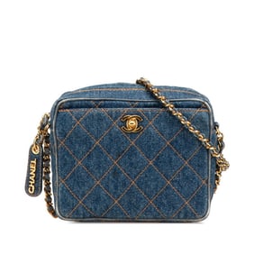 CHANEL Matelasse Coco Mark Chain Shoulder Bag in Indigo Blue with Gold Hardware and Denim, Women's