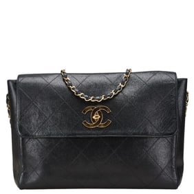 CHANEL Deca Coco Mark Bicolor Chain Shoulder Bag in Black Lambskin for Women