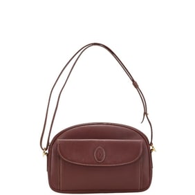 Cartier Must Line Shoulder Bag, Bordeaux and Wine Red Leather, Women's, CARTIER