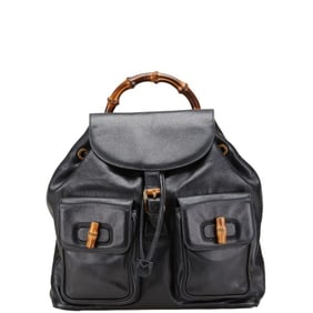 Gucci Bamboo Backpack 003 2058 0016 Black Leather Women's GUCCI