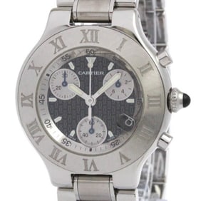 CARTIER Must 21 Chronoscaph Steel Quartz Mens Watch W10172T2 Polished