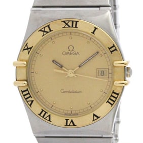 OMEGA Constellation 18K Gold Steel Quartz Mens Watch 396.1070 Polished