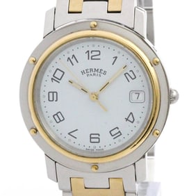 HERMES Clipper Gold Plated Steel Quartz Mens Watch CL6.720 Polished