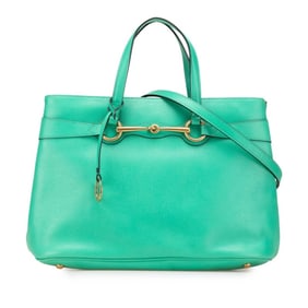 Gucci Horsebit Handbag/Shoulder Bag 2WAY 319795 Green Leather Women's GUCCI