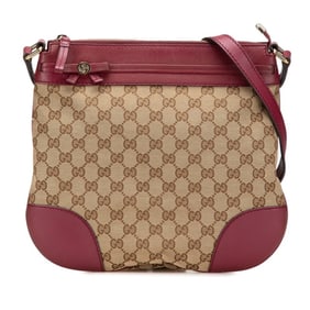 Gucci GG Canvas Mayfair Shoulder Bag 257065 Beige Wine Red Leather Women's GUCCI