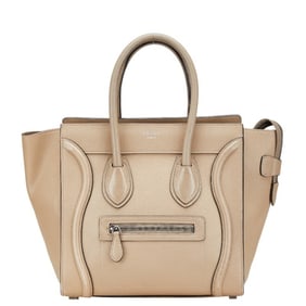 Celine Luggage Micro Shopper Handbag in Beige Leather for Women