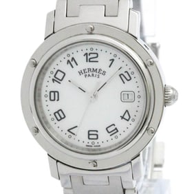 HERMES Clipper MOP Dial Steel Quartz Unisex Watch CL6.410 Polished