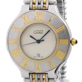 CARTIER Must 21 Gold Plated Steel Quartz Ladies Watch W10052F4 Polished