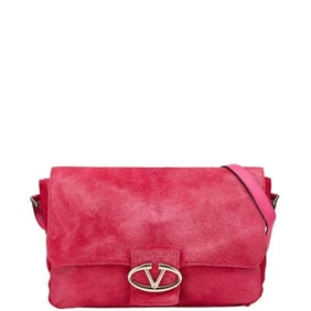 Valentino crossbody shoulder bag in pink pony leather for women.