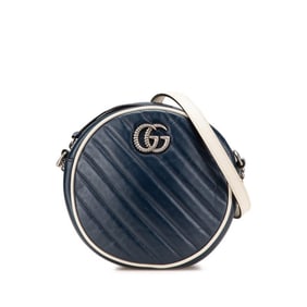 Gucci GG Marmont Chain Shoulder Bag 550154 Navy Leather Women's GUCCI