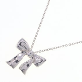 Tiffany & Co. necklace ribbon pendant sterling silver 925 choker for women. TIFFANY CO.
