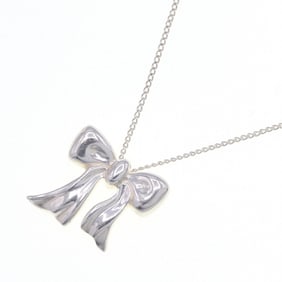 Tiffany & Co. necklace ribbon pendant sterling silver 925 choker for women. TIFFANY CO.