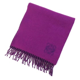 LOEWE Anagram Scarf Purple Wool Angora Two-Tone Stole for Women