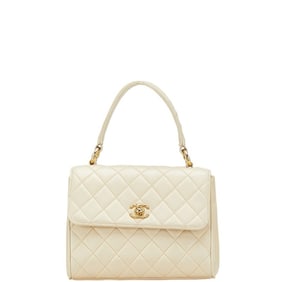 CHANEL Coco Mark Matelasse Mini Handbag, Beige Leather, Women's
