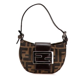 Fendi Zucca Mini Croissant Handbag Pouch 26673 Brown Canvas and Leather Women's FENDI