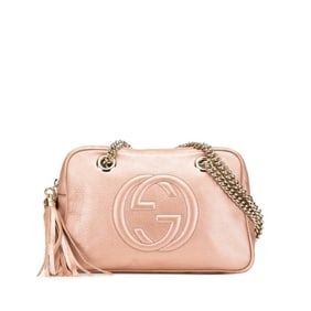 Gucci Soho Interlocking G Tassel Chain Shoulder Bag 308983 Pink Gold Leather Women's GUCCI