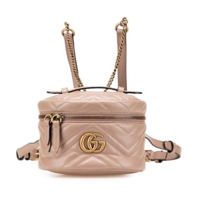 Gucci GG Marmont Quilted Backpack 598594 Beige Leather Women's GUCCI