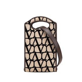 Valentino Toile Iconograph Handbag/Shoulder Bag, 2-Way, Beige/Brown, Cotton and Leather, Women's,