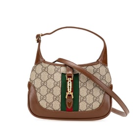 Gucci GG Supreme Ophidia Jackie 1961 Mini Handbag/Shoulder Bag, 2-Way, 637092, Beige/Brown Leather,