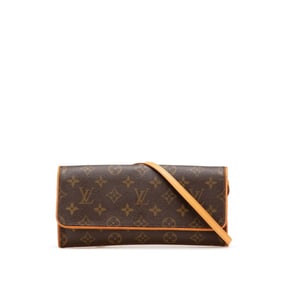 Louis Vuitton Monogram Pochette Twin GM Crossbody Shoulder Bag M51852 Brown Leather Women's LOUIS
