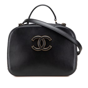 Chanel Coco Mark Handbag Shoulder Bag Black Leather Women's CHANEL