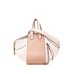 LOEWE Anagram Hammock Small Handbag/Shoulder Bag, 2-Way, Pink and Beige Leather, Women's