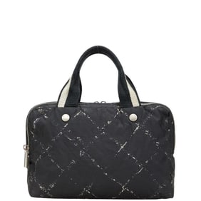 Chanel (formerly the Travel Line) Handbag Mini Boston Bag in Black and White Nylon for Women