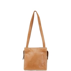 LOEWE Anagram Shoulder Bag Brown Leather Women's