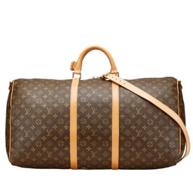 Louis Vuitton Monogram Keepall 60 Bandouliere Boston/Shoulder Bag, 2-Way, M41412, Brown Leather,