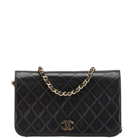 CHANEL Matelasse Coco Mark Push Lock Chain Shoulder Bag in Black Lambskin for Women