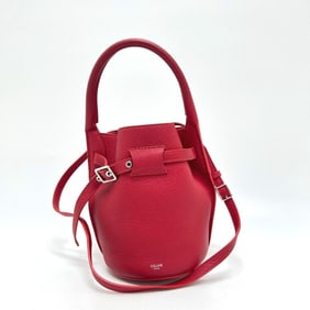 CELINE Big Bag Bucket Nano 2-Way Shoulder Bag/Handbag, Leather Bag, Women's, Red