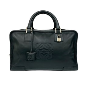 LOEWE Amazona 36 Anagram Logo Engraved Leather Handbag/Mini Boston Bag Black 67688