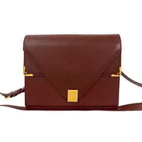 CARTIER Must Line Calf Leather Shoulder Bag/Pochette/Sacoche Bordeaux 15002