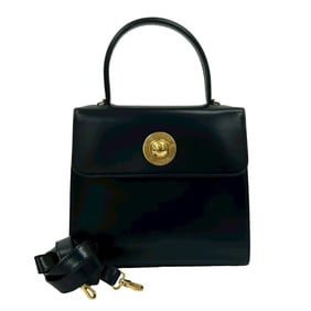 CELINE Star Ball Leather 2-Way Handbag/Shoulder Bag, Navy, 59287