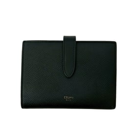 CELINE Medium Strap Leather Compact Bifold Wallet with Coin Purse, Black, 50782