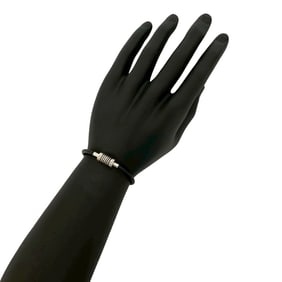 TIFFANY & Co. Paloma Groove Surfer Bracelet in 925 Sterling Silver with Rubber and Silver/Black